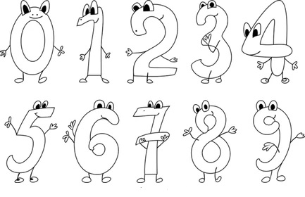 Komik Rakamlar Boyama Sayfası