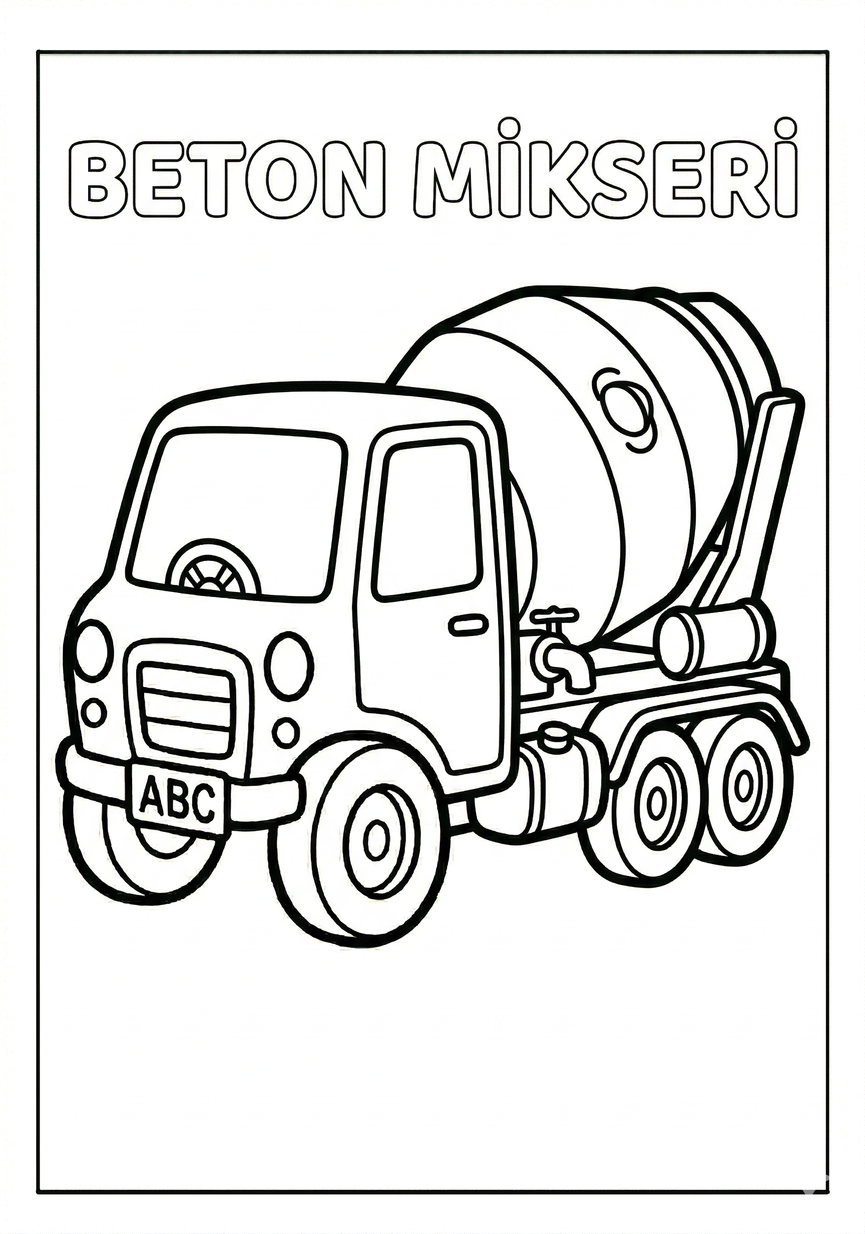 Beton Mikseri Boyama Sayfası