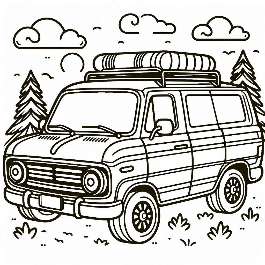 Kamp Araba Boyama Sayfası