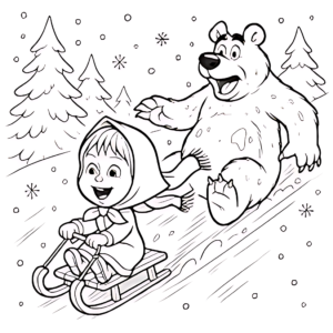 Maşa ile Koca Ayı Boyama Sayfası-2