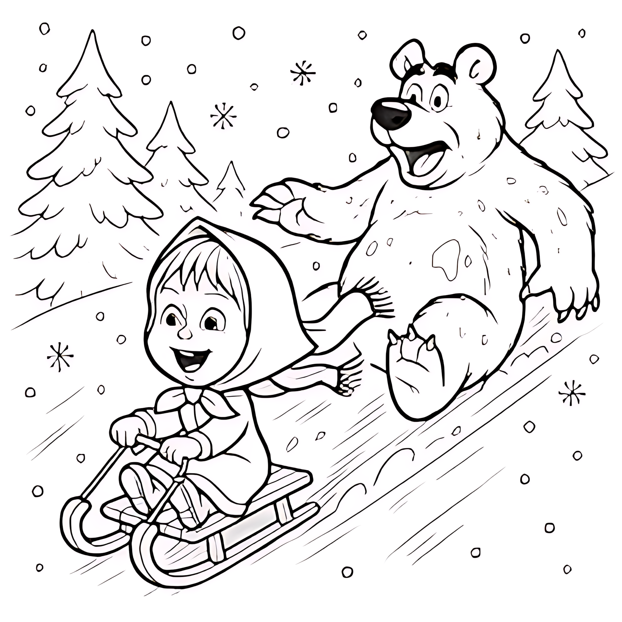 Maşa ile Koca Ayı Boyama Sayfası-2