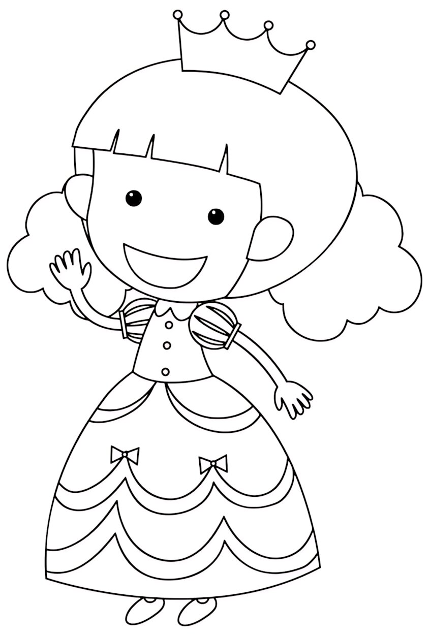 Minik Taçlı Prenses Boyama Sayfası