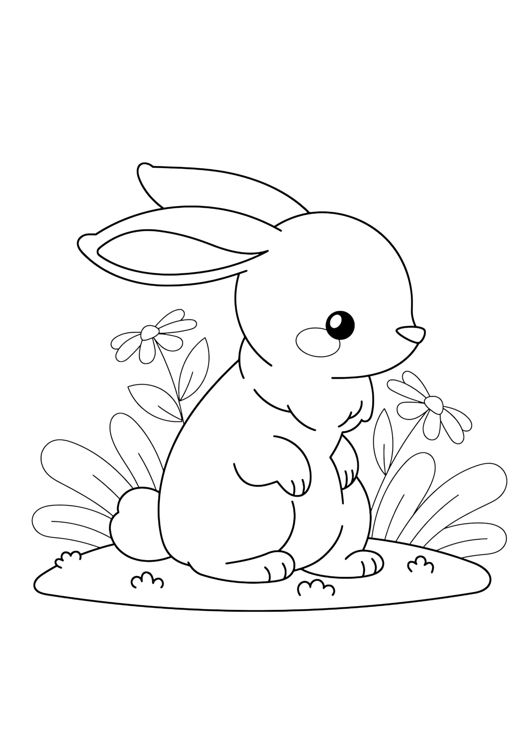 Sevimli Tavşan Boyama Sayfası