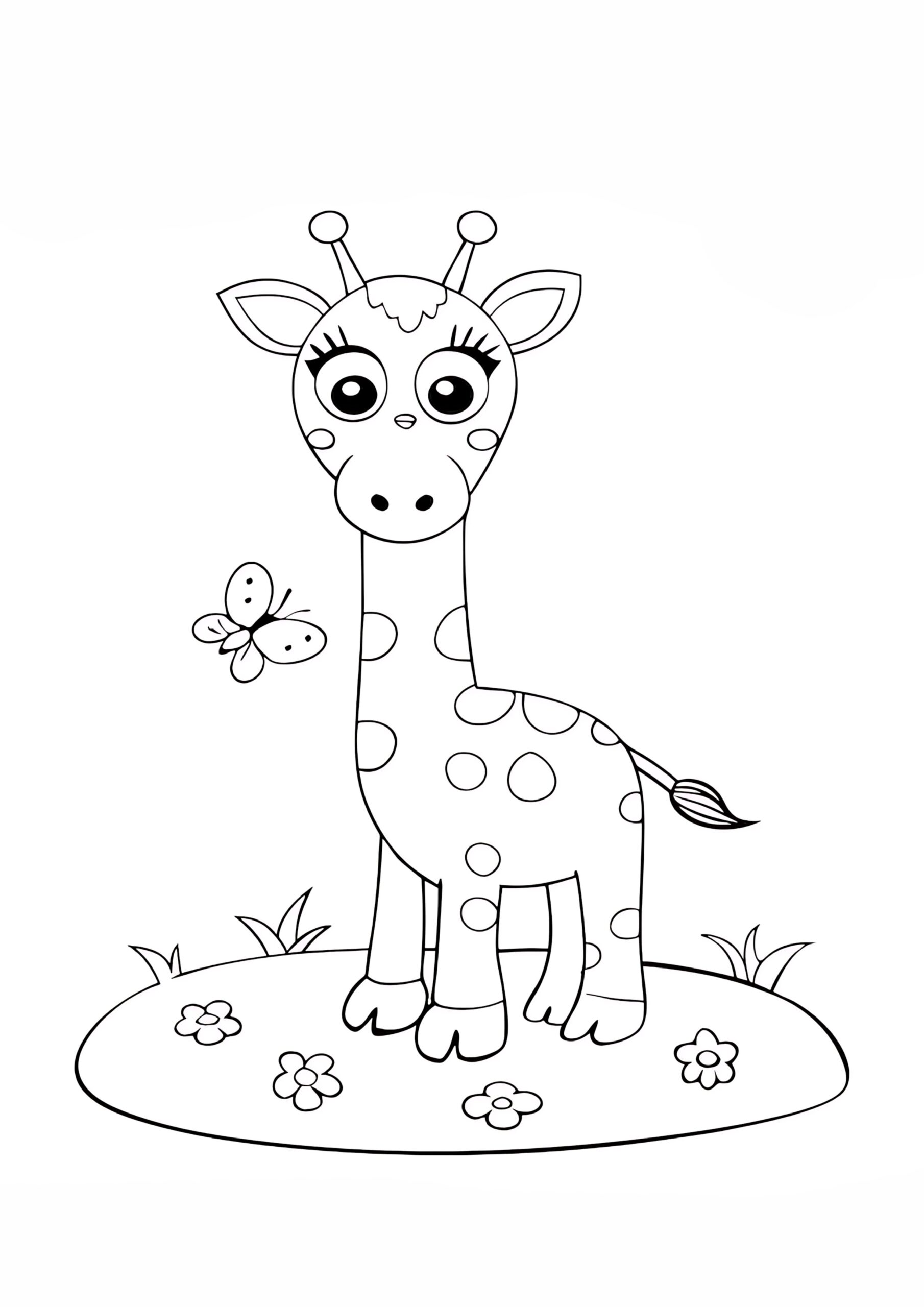 Sevimli Zürafa Boyama Sayfası