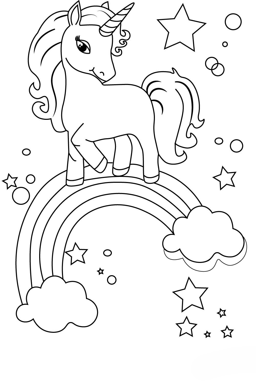 Unicorn Gökkuşağı Boyama Sayfası