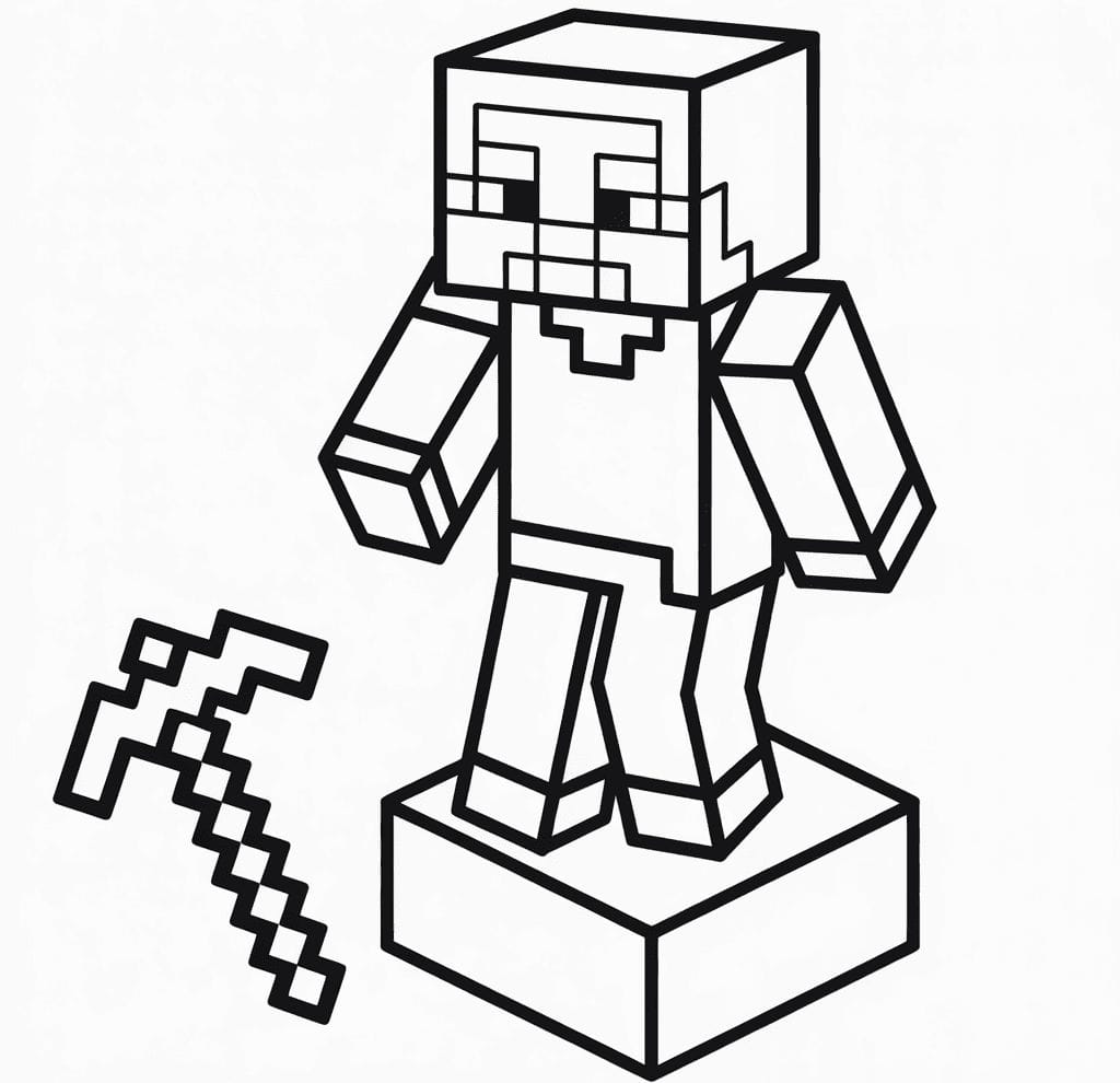 Bloklu Minecraft Karakteri Boyama Sayfası