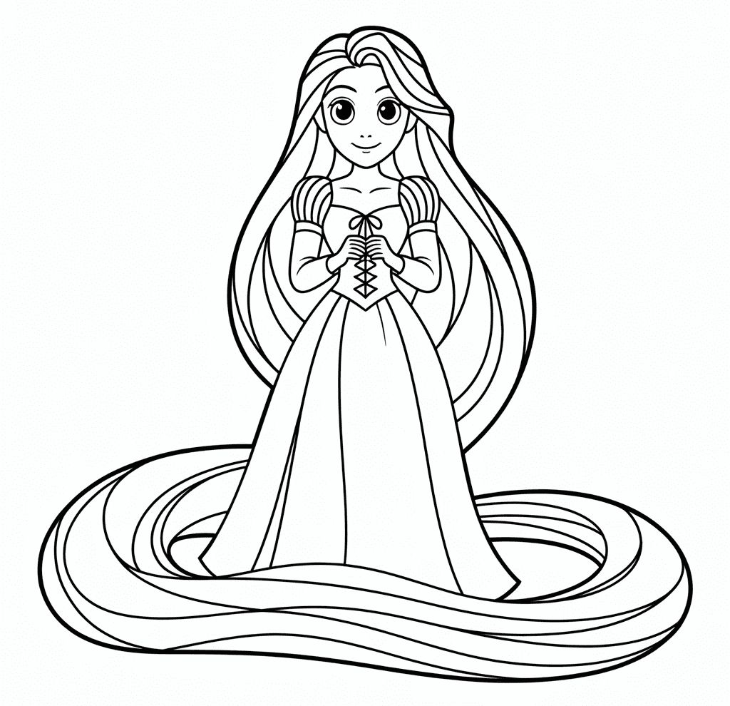 Anime Rapunzel Boyama Sayfası