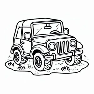 Araba Cimenlerin Uzerinde Cip Boyama Sayfası