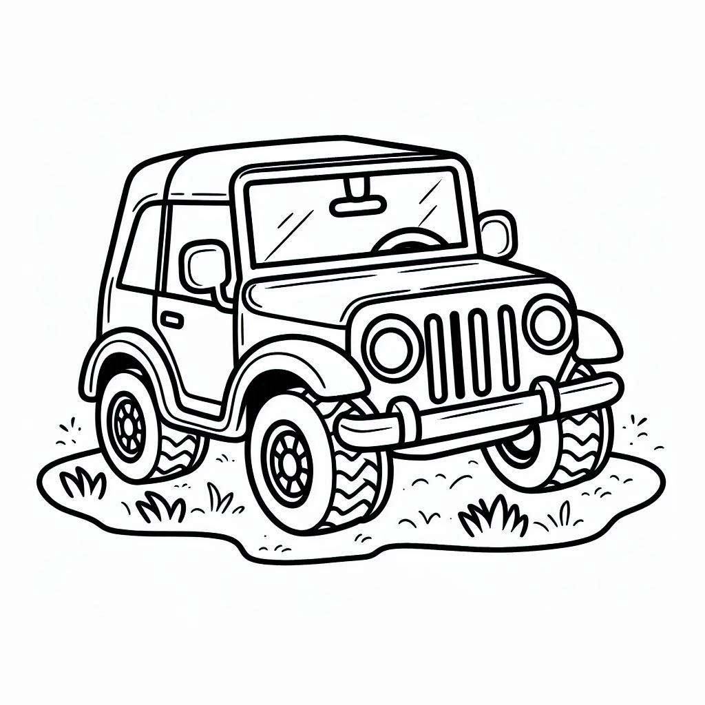 Araba Cimenlerin Uzerinde Cip Boyama Sayfası