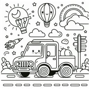 Araba Çizimi Temel Boyama Sayfası