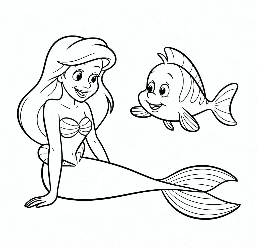 Ariel ve Flounder Boyama Sayfası