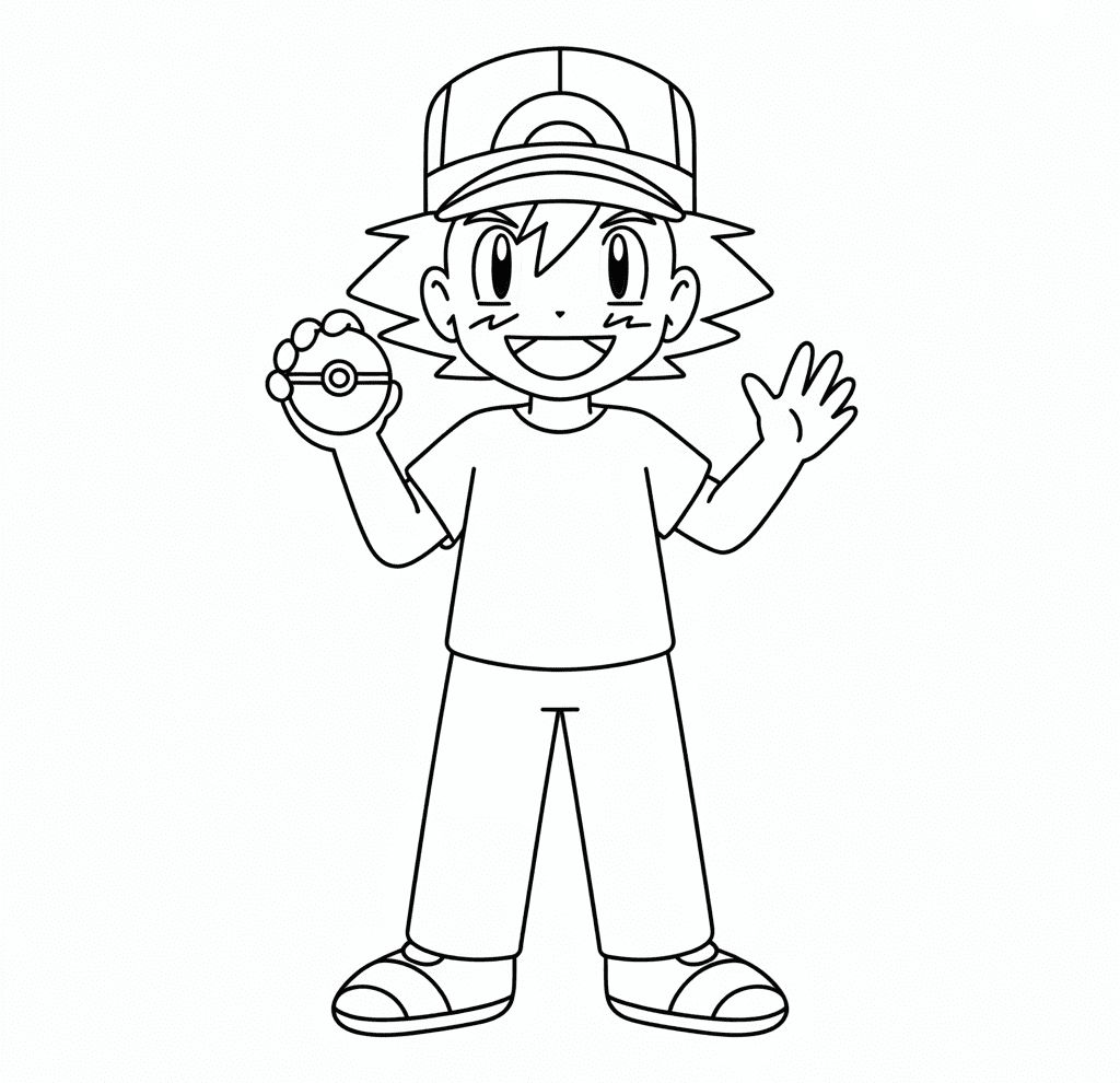 Ash Ketchum Pokémon Boyama Sayfası