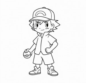 Ash Pokemon Ustası Boyama Sayfası