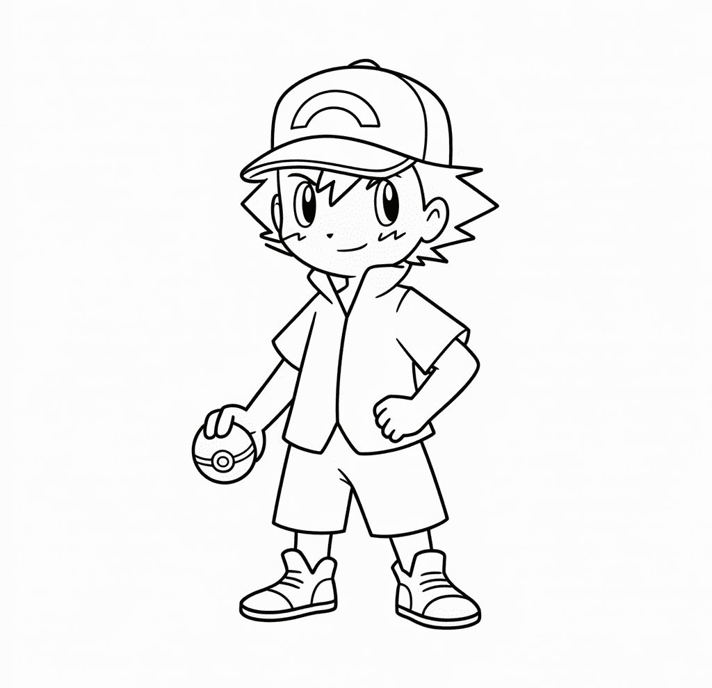 Ash Pokemon Ustası Boyama Sayfası