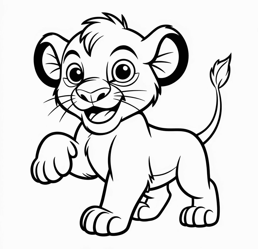 Aslan Kral Çizgi Film Boyama Sayfası