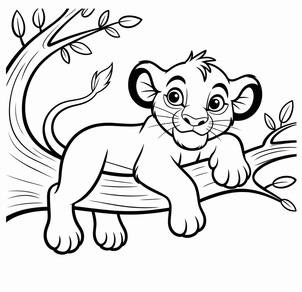 Aslan Kral Simba, Ağaçta Boyama Sayfası