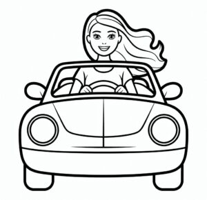 Barbie Arabası Boyama Sayfası