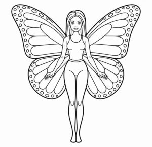 Barbie Kelebek Boyama Sayfası