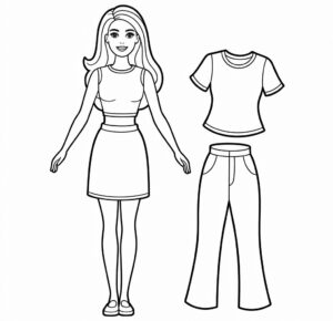 Barbie Kıyafetleri Boyama Sayfası