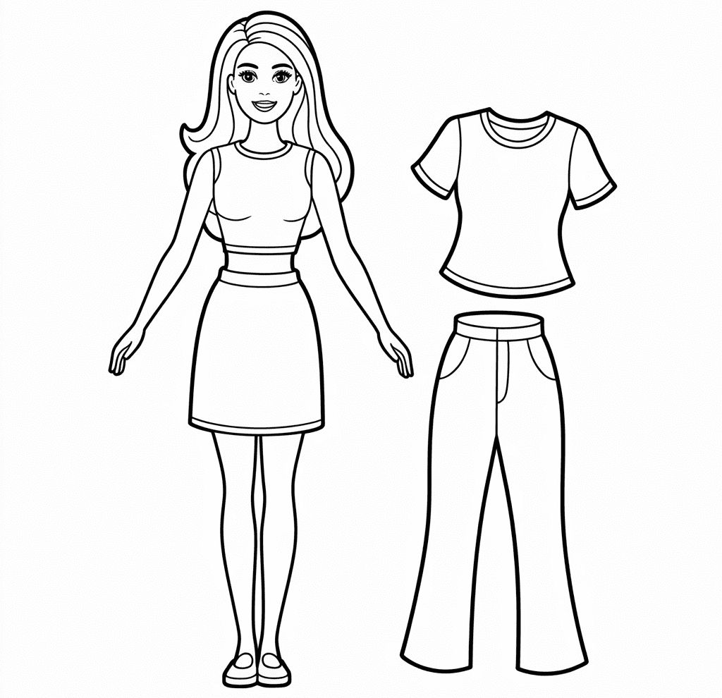 Barbie Kıyafetleri Boyama Sayfası