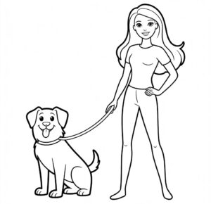 Barbie Ve Köpeği Boyama Sayfası
