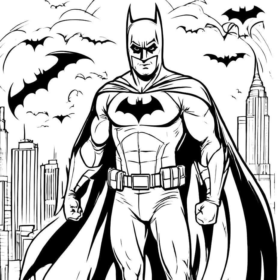 Batman Şehir Silüeti Boyama Sayfası