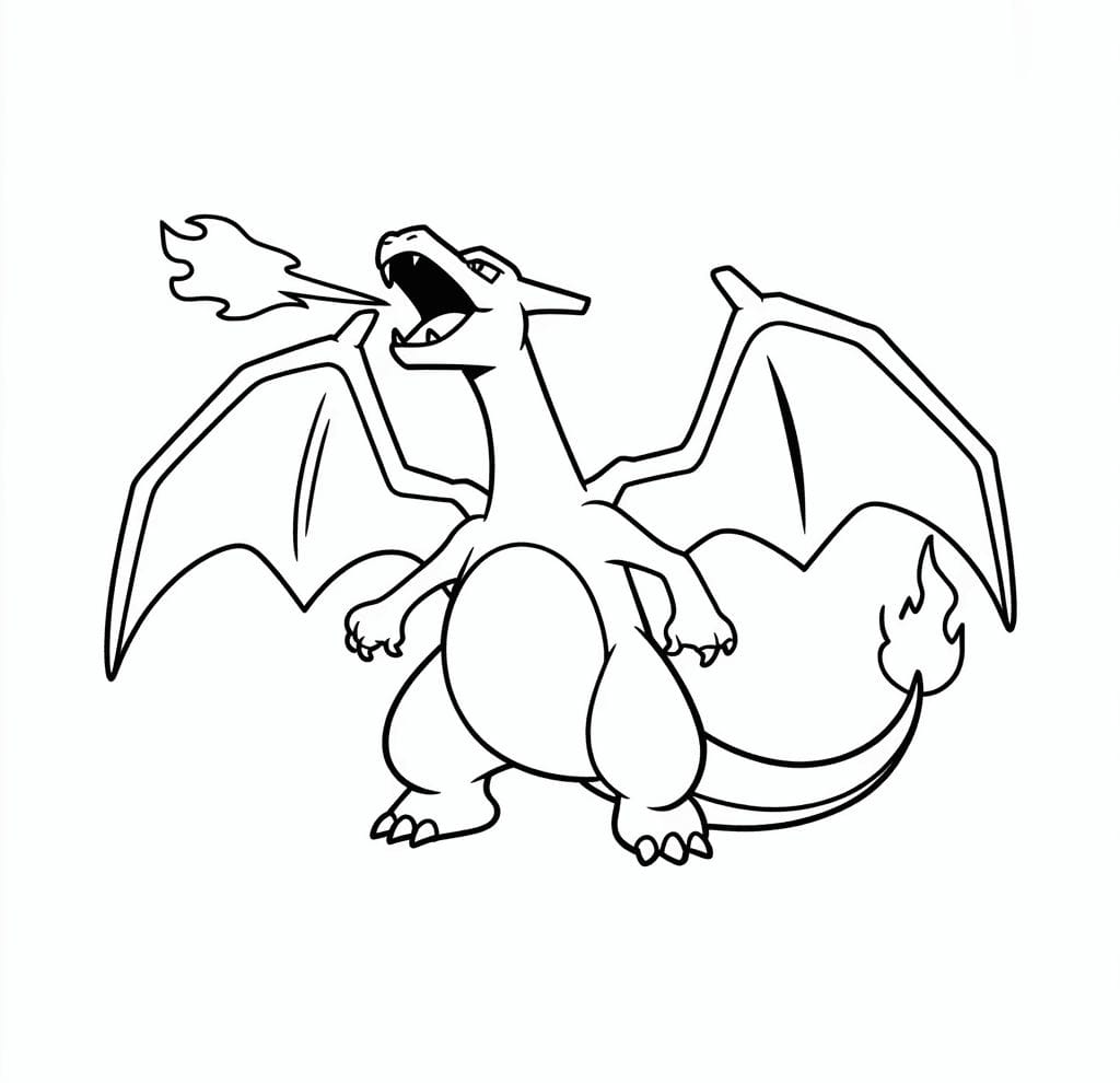 Charizard Ateş Soluyan Pokemon Boyama Sayfası