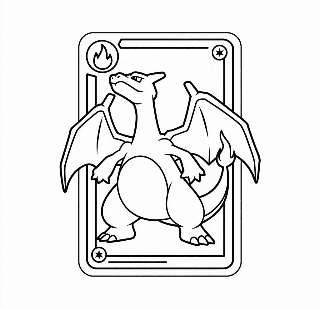 Charizard Pokémon Kartı Boyama Sayfası