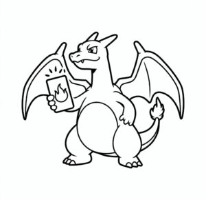 Charizard'In Pokémon Kartlarıyla Oynaması Boyama Sayfası