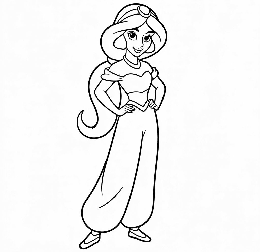 Disney Prensesi Yasemin Boyama Sayfası