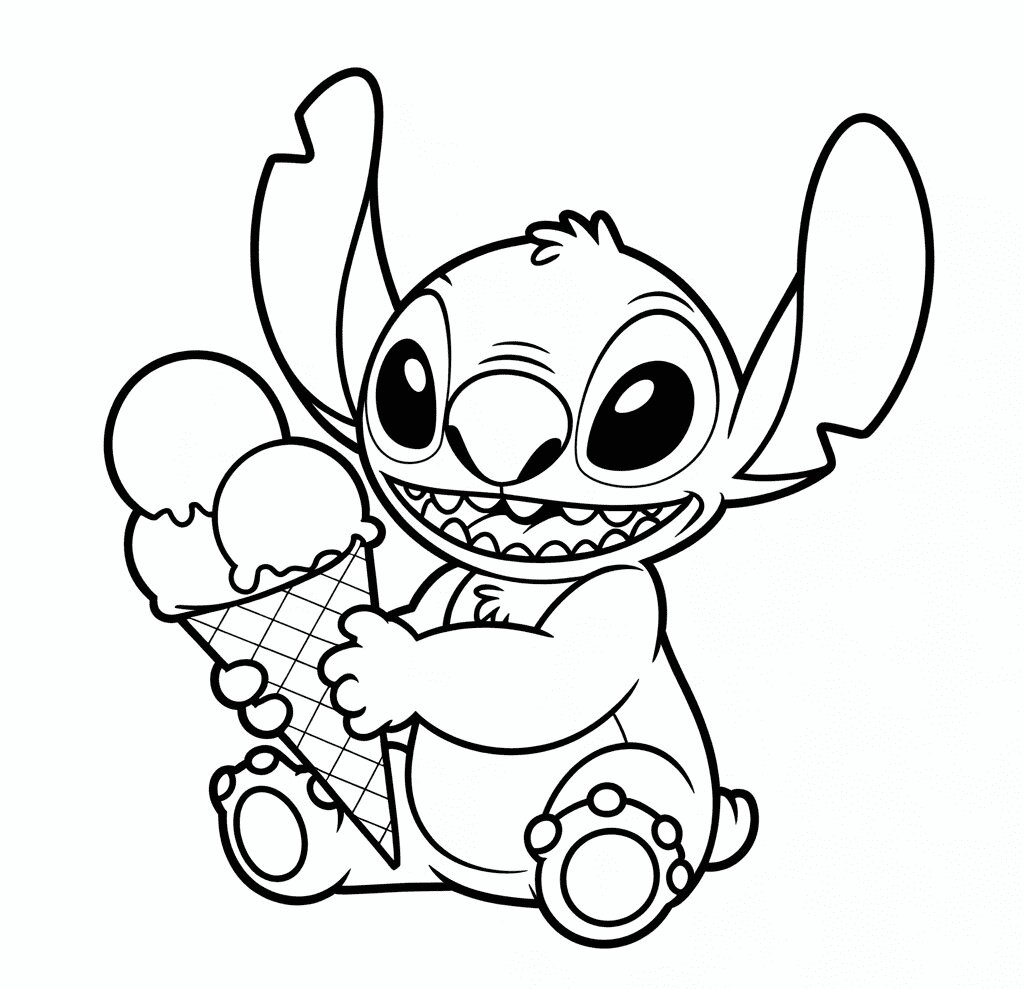Dondurma Ile Stitch Boyama Sayfası
