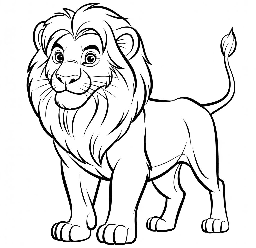 Gerçekçi Aslan Kral Kalem Çizimi Boyama Sayfası