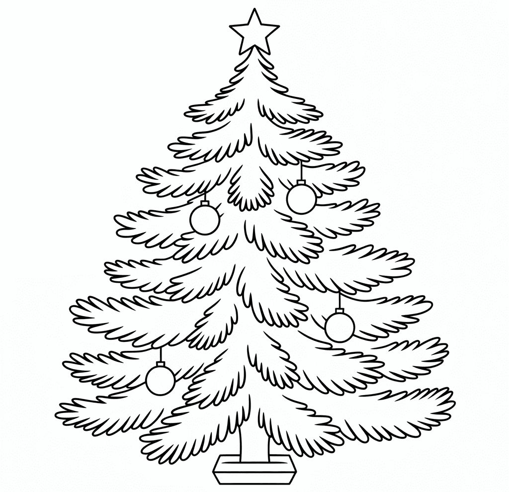 Gerçekçi Noel Ağacı Boyama Sayfası