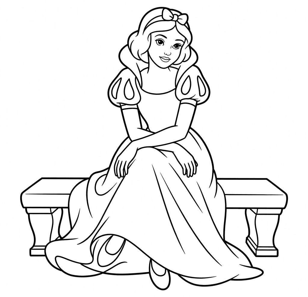 Gerçekçi Pamuk Prenses Boyama Sayfası