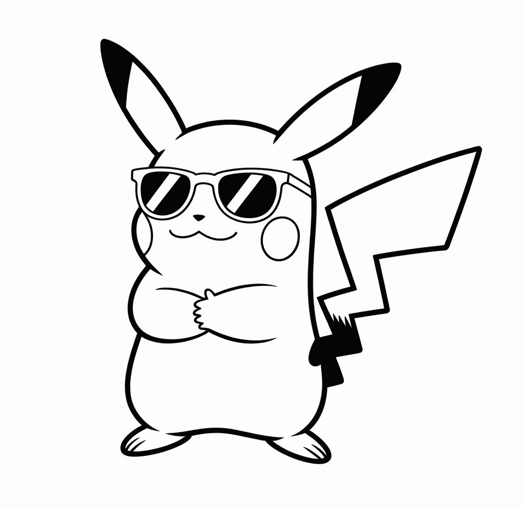 Havalı Pikachu Boyama Sayfası