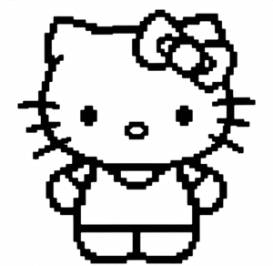 Hello Kitty Piksel Tarzı Boyama Sayfası