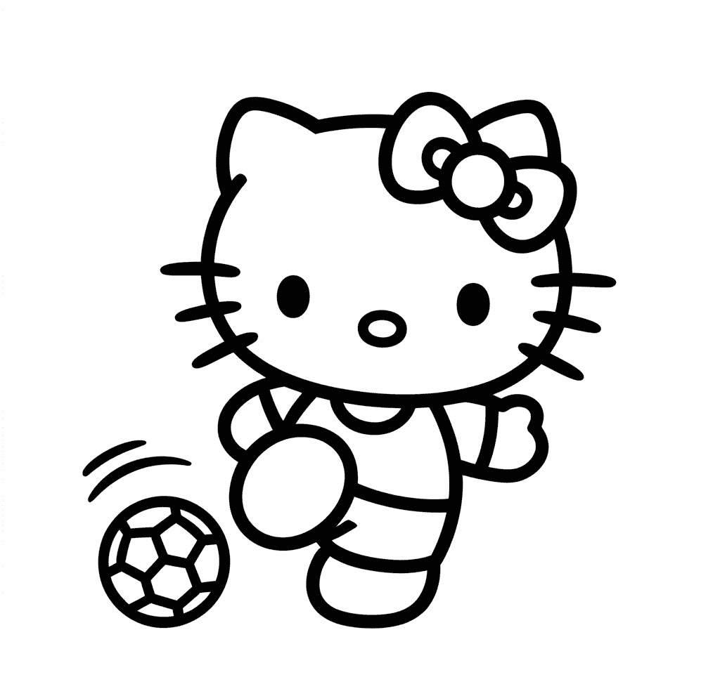 Hello Kitty’Nin Futbol Oynadığı Boyama Sayfası