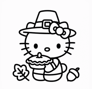 Hello Kitty'Nin Şükran Günü Boyama Sayfası