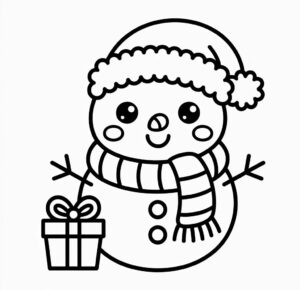 Kawaii Noel Karadamı Boyama Sayfası