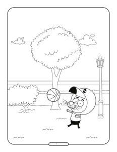 Kral Sakir Basketbol Oynuyor Boyama Sayfasi