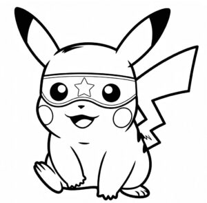 Maske Ile Pikachu Boyama Sayfası