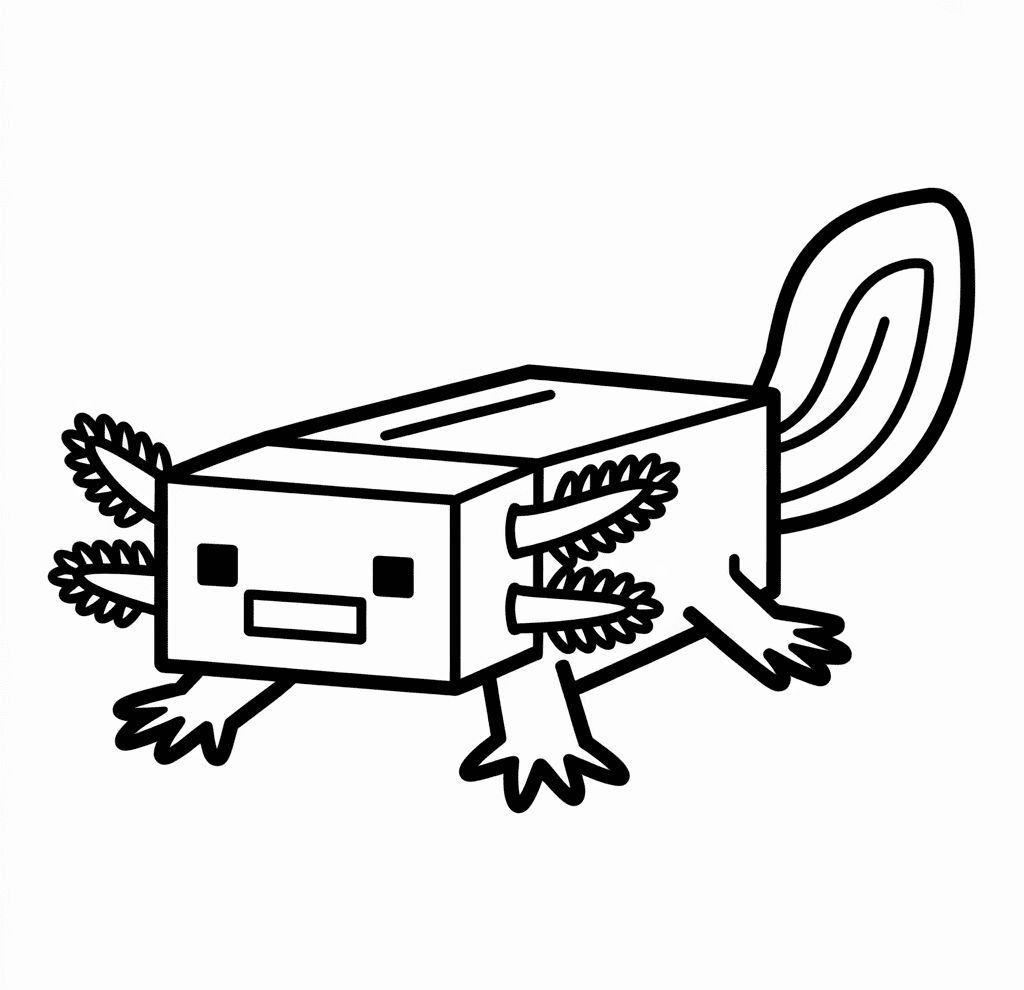 Minecraft Axolotl Boyama Sayfası