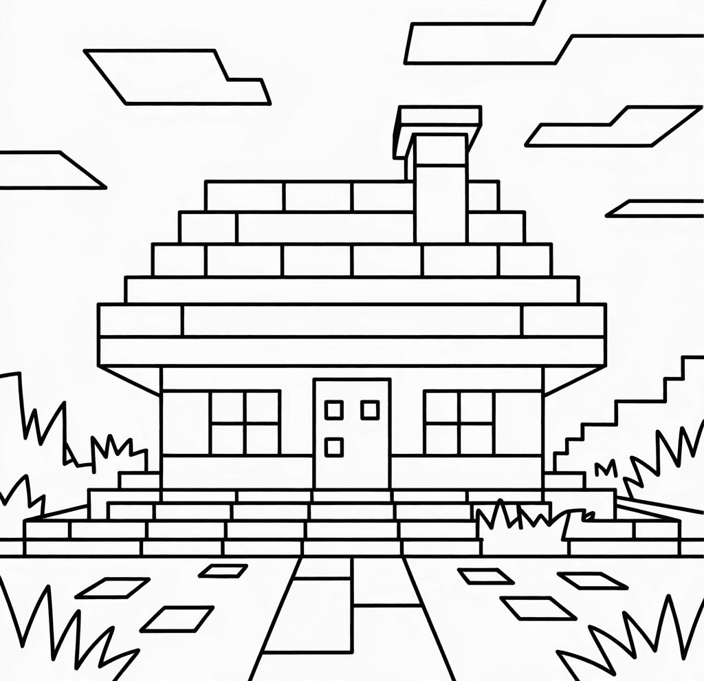 Minecraft Evi Boyama Sayfası