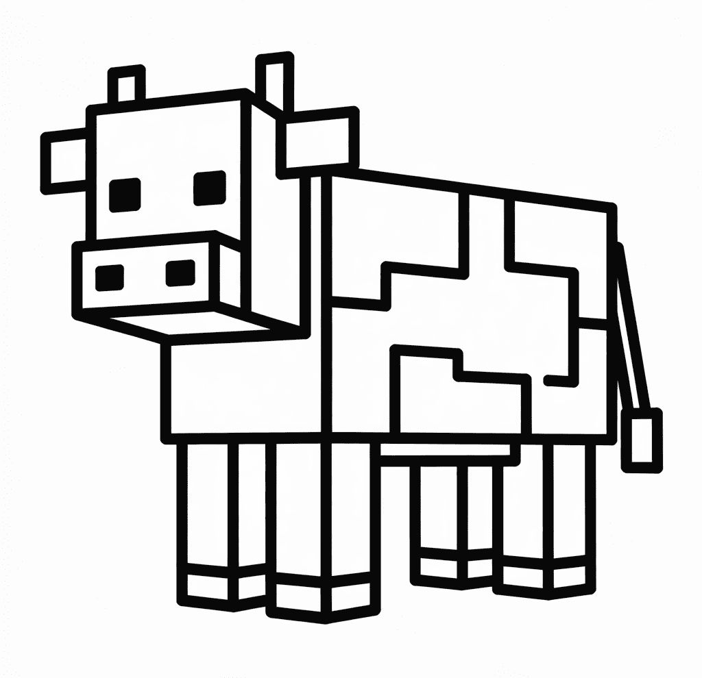 Minecraft Ineği Boyama Sayfası