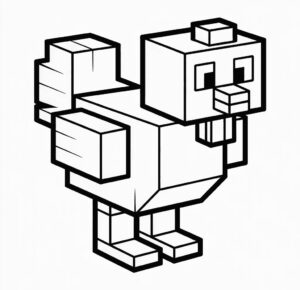 Minecraft Tavuğu Boyama Sayfası