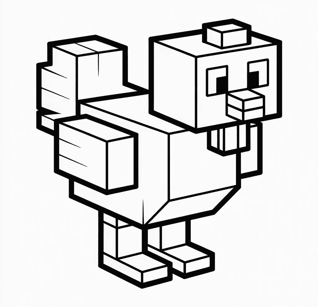 Minecraft Tavuğu Boyama Sayfası