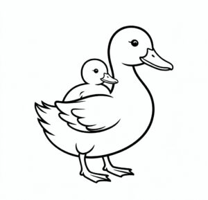 Ördek Bebeği Taşıyor Boyama Sayfası