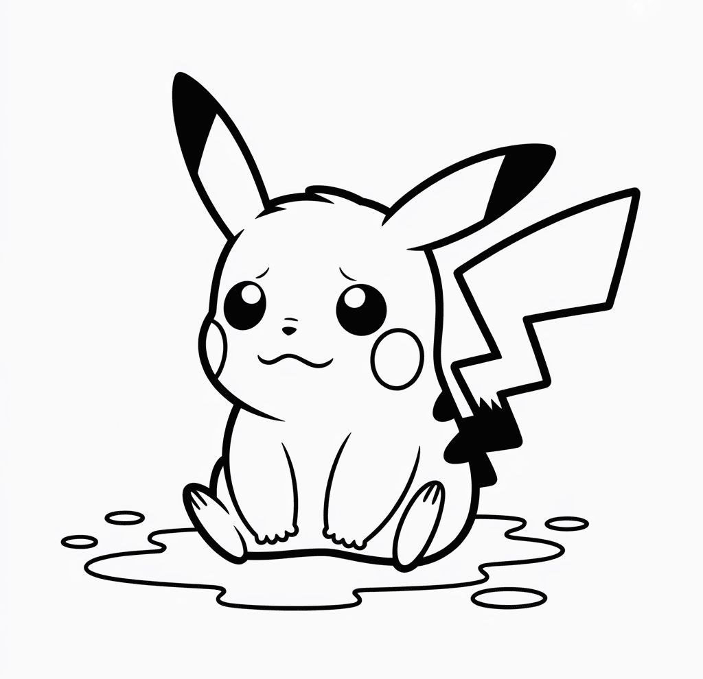 Pikachu Ağlıyor Boyama Sayfası