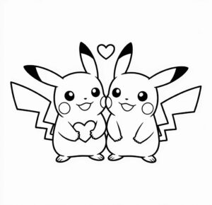 Pikachu Çifti Boyama Sayfası