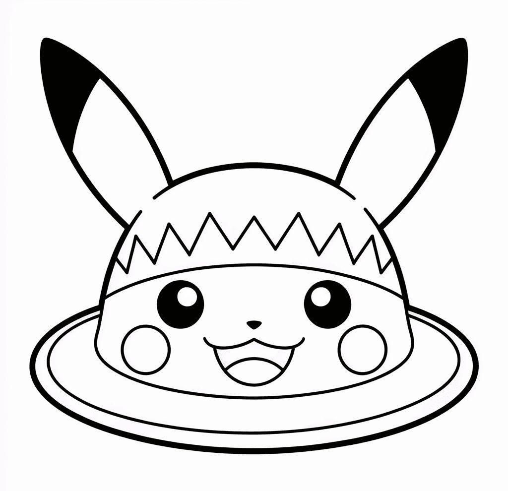 Pikachu Şapkası Boyama Sayfası